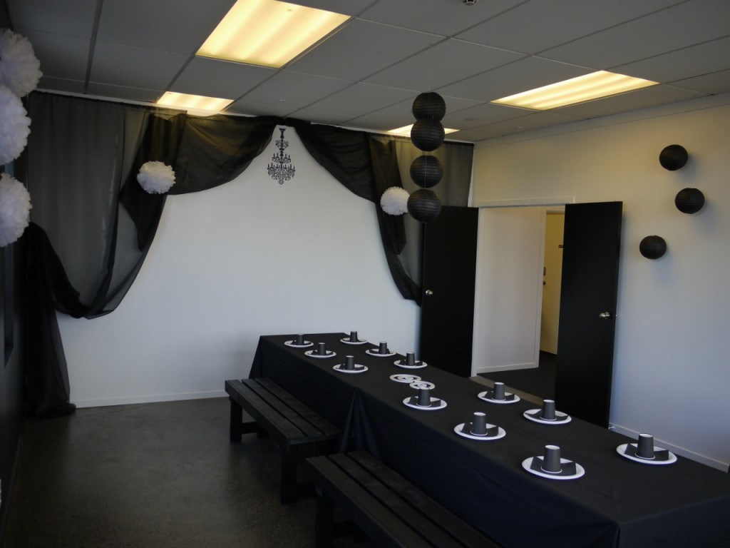 The BLACK & WHITE ZONE is spacious enough to seat a maximum of 20 party-goers as well as extra standing room for approximately 10 adults!